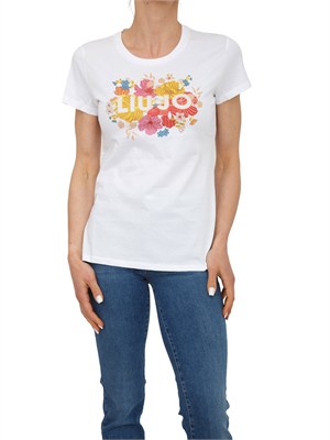 T-shirt bianca Liu Jo donna in cotone con stampa fiori in DONNA