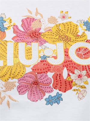 T-shirt bianca Liu Jo donna in cotone con stampa fiori in DONNA