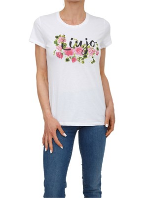 T-shirt bianca Liu Jo donna in cotone stampa fiori in DONNA