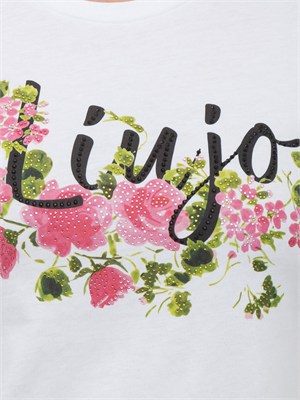T-shirt bianca Liu Jo donna in cotone stampa fiori in DONNA