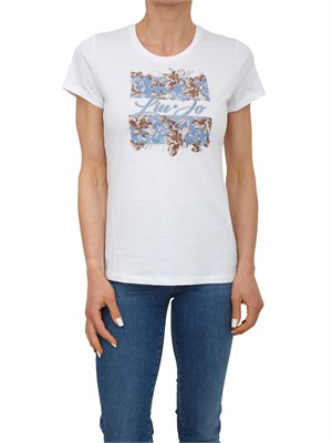 T-shirt bianca Liu Jo donna in cotone con stampa fiori in DONNA