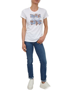 T-shirt bianca Liu Jo donna in cotone con stampa fiori in DONNA
