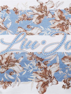 T-shirt bianca Liu Jo donna in cotone con stampa fiori in DONNA