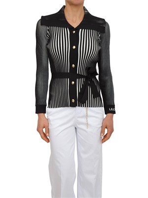 Cardigan nero Liu Jo donna a coste in misto viscosa e seta in DONNA