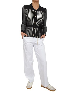 Cardigan nero Liu Jo donna a coste in misto viscosa e seta in DONNA