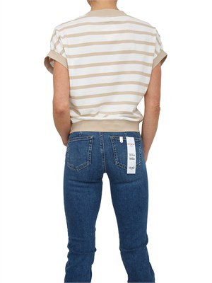 Felpa Liu Jo in interlock beige a righe ed inserti oro in DONNA