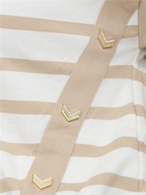 Felpa Liu Jo in interlock beige a righe ed inserti oro in DONNA