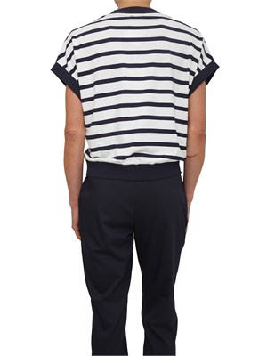 Maglia Liu Jo in interlock blu a righe ed inserti oro in DONNA
