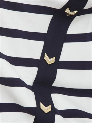 Maglia Liu Jo in interlock blu a righe ed inserti oro in DONNA