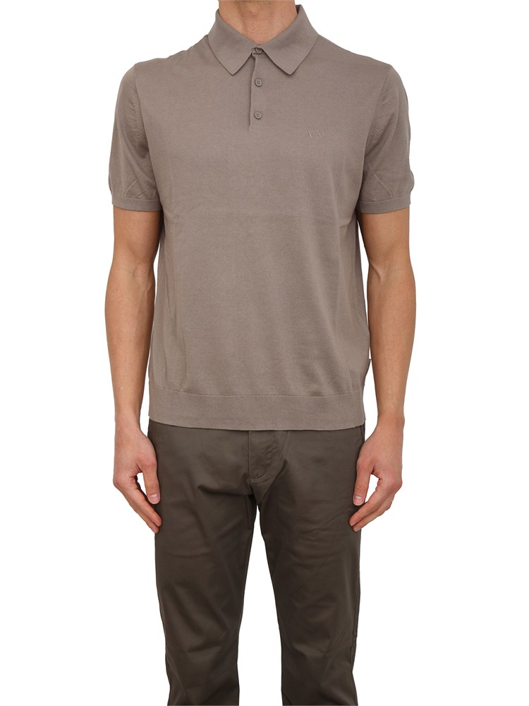 Polo in maglia Armani Exchange uomo taupe