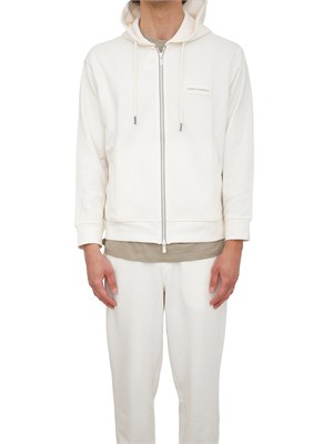 Felpa uomo Armani Exchange in cotone bianco panna in UOMO