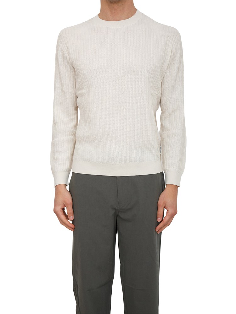 Maglia Armani Exchange in cotone panna lavorato all over