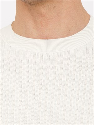 Maglia Armani Exchange in cotone panna lavorato all over in UOMO