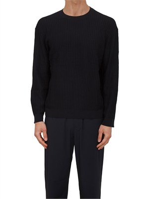 Maglia Armani Exchange in cotone blu lavorato all over in UOMO