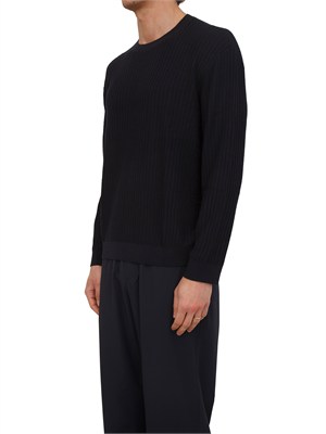 Maglia Armani Exchange in cotone blu lavorato all over in UOMO