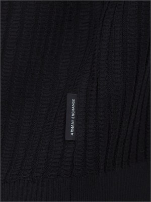 Maglia Armani Exchange in cotone blu lavorato all over in UOMO