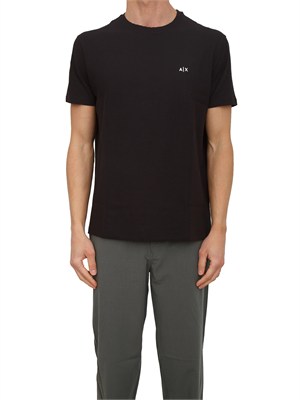 T-shirt Armani Exchange uomo in cotone nero logo ricamo in UOMO