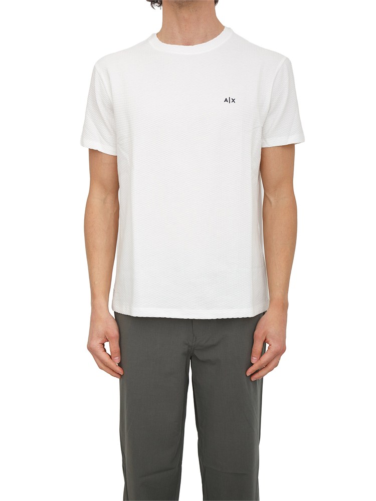 T-shirt Armani Exchange uomo in cotone bianco logo ricamo