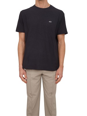T-shirt Armani Exchange uomo in cotone blu logo ricamo in UOMO