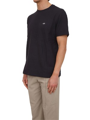 T-shirt Armani Exchange uomo in cotone blu logo ricamo in UOMO
