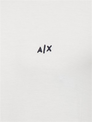 T-shirt Armani Exchange in viscosa bianca profili collo in UOMO