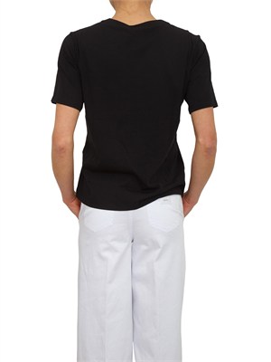T-shirt Liu Jo donna in cotone nero con logo e strass in DONNA