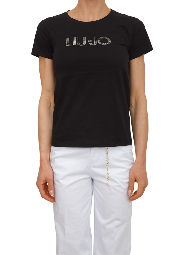 T-shirt nera Liu Jo donna in jersey di cotone