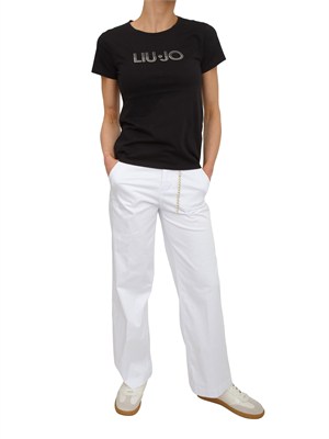 T-shirt nera Liu Jo donna in jersey di cotone in DONNA