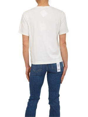 T-shirt Liu Jo donna in cotone bianco panna con logo e strass in DONNA
