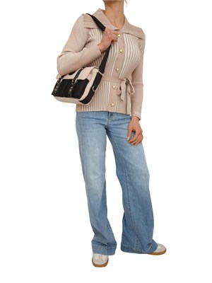 Cardigan beige Liu Jo donna a coste in misto viscosa e seta in DONNA