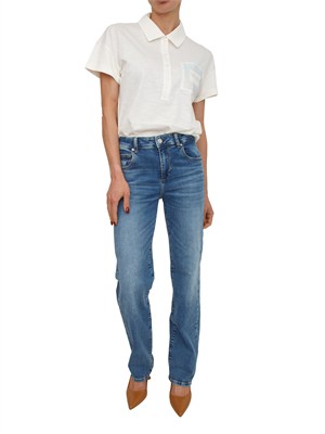 Polo Liu Jo donna in cotone bianco con tasca strass in DONNA