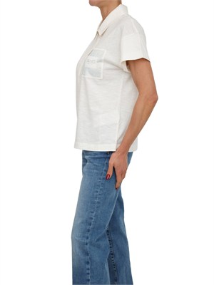 Polo Liu Jo donna in cotone bianco con tasca strass in DONNA