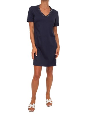 Abito Liu Jo donna in cotone blu con occhielli in DONNA