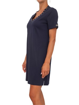 Abito Liu Jo donna in cotone blu con occhielli in DONNA