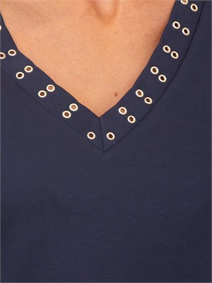 Abito Liu Jo donna in cotone blu con occhielli in DONNA