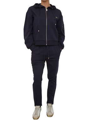 Felpa Liu Jo donna in cotone blu ricami floreali in DONNA