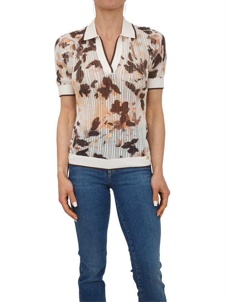 Polo Liu Jo donna in maglia punzonata stampa fiori