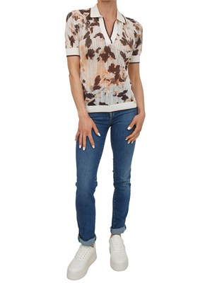 Polo Liu Jo donna in maglia punzonata stampa fiori in DONNA