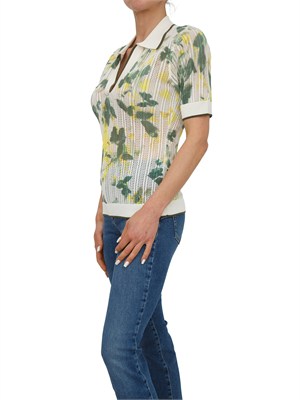 Polo Liu Jo donna in maglia punzonata verde stampa fiori in DONNA