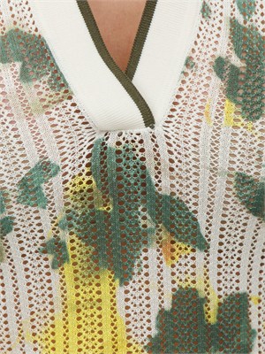 Polo Liu Jo donna in maglia punzonata verde stampa fiori in DONNA