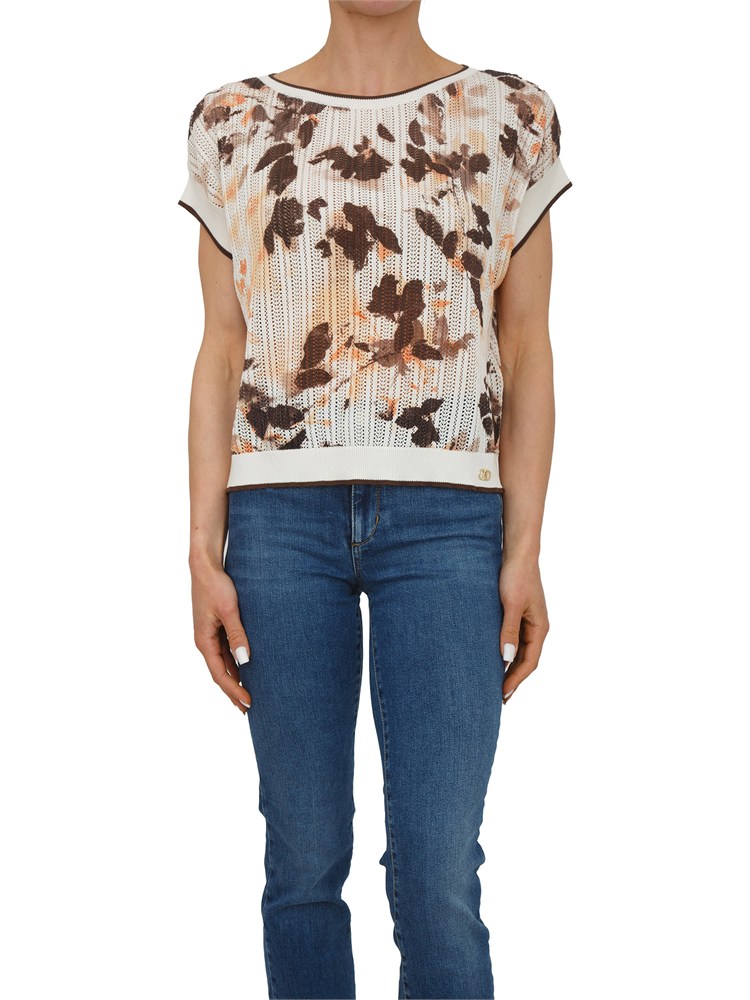 Maglia Liu Jo donna in cotone traforato con stampa