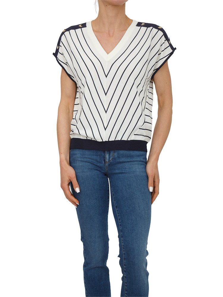 Maglia Liu Jo donna in viscosa panna a righe blu