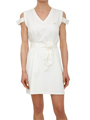 Abito Liu Jo in jersey bianco panna con inserti dorati in DONNA