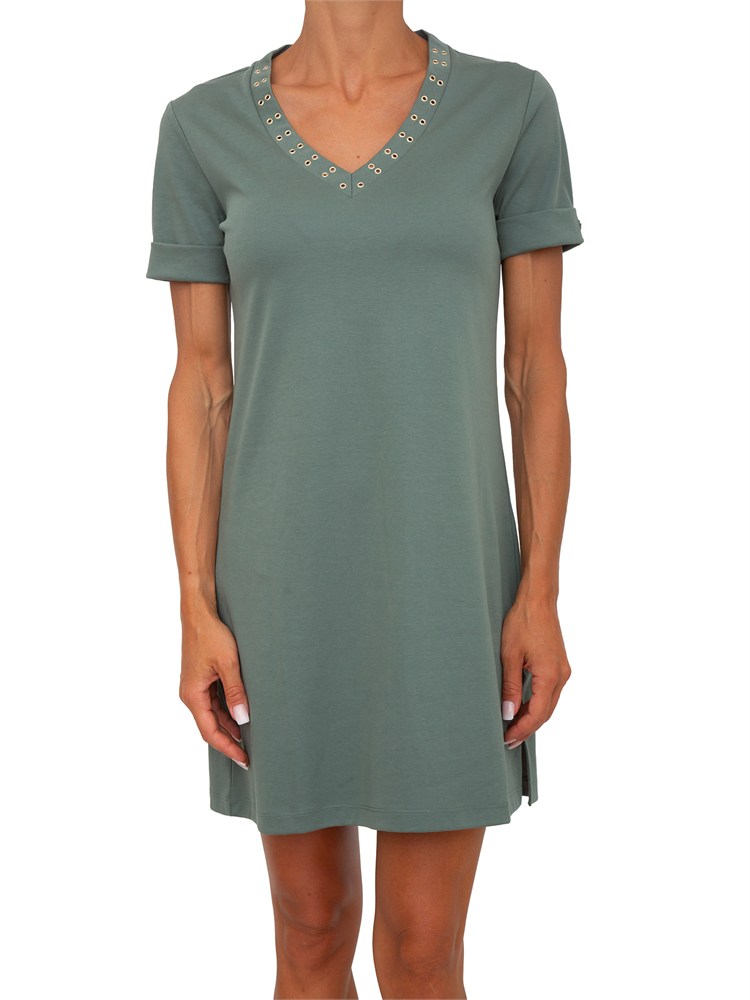 Abito Liu Jo donna in cotone verde con occhielli