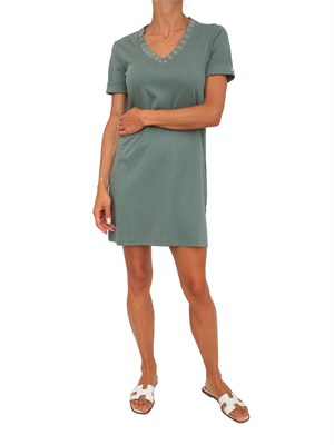 Abito Liu Jo donna in cotone verde con occhielli in DONNA