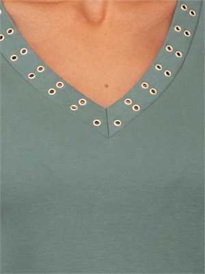 Abito Liu Jo donna in cotone verde con occhielli in DONNA