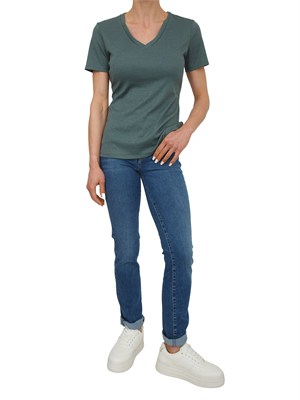 T-shirt Liu Jo donna in viscosa e lurex verde in DONNA