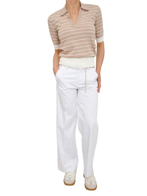 Maglia polo Liu Jo donna in misto viscosa beige a righe in DONNA