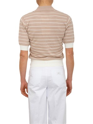 Maglia polo Liu Jo donna in misto viscosa beige a righe in DONNA