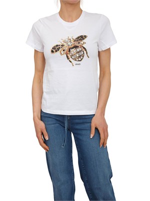 T-shirt Liu Jo donna in cotone bianco e strass gioiello in DONNA